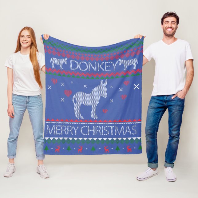 Cute Donkey Ugly Sweater Christmas Holiday Winter Fleecedecke (Beispiel)