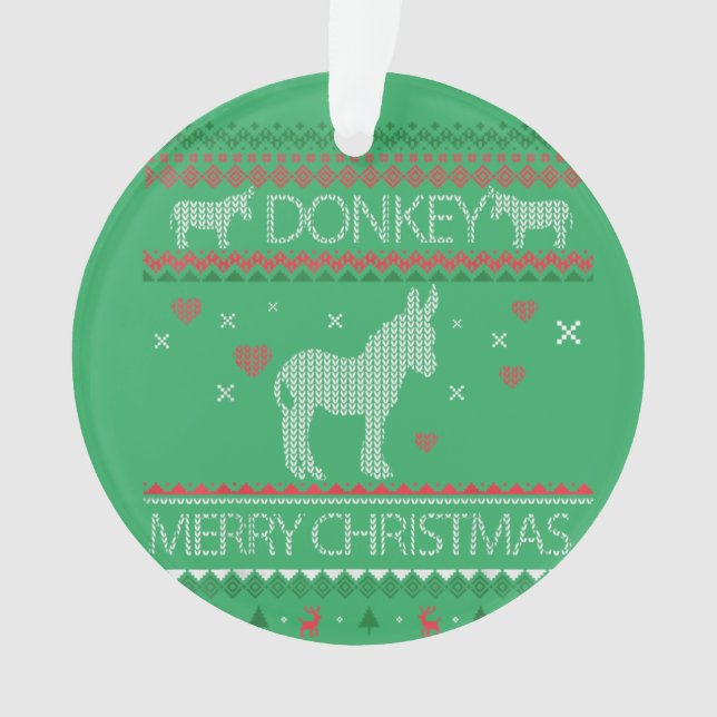 Cute Donkey Ugly Sweater Christmas Holiday Winter Ornament (Vorderseite)