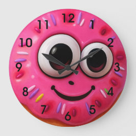Cute Donut Kids Watch with Googly Eyes Große Wanduhr