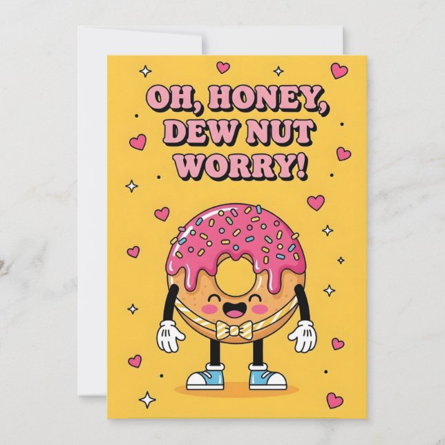 Cute Donut Pun Oh Honey Dew Nut Worry Encouraging Dankeskarte (Vorderseite)