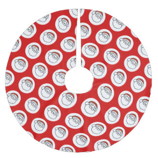 Cute Doodle Art Christmas Santa on Red Polyester Weihnachtsbaumdecke