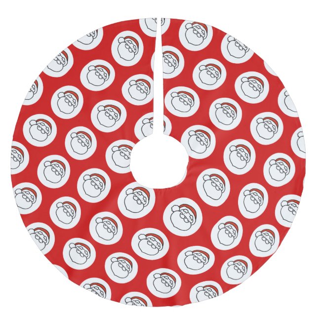 Cute Doodle Art Christmas Santa on Red Polyester Weihnachtsbaumdecke (Vorderseite)