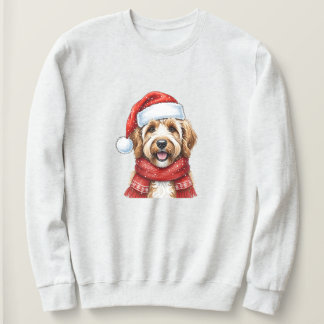 Cute Doodle Dog Christmas Santa Hat & Scarf Sweatshirt