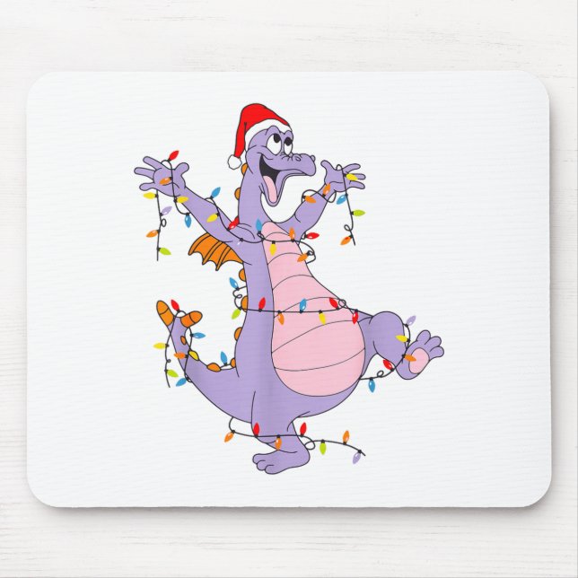 Cute Dragon Christmas Lights Santa Hat Animal Men  Mousepad (Vorne)