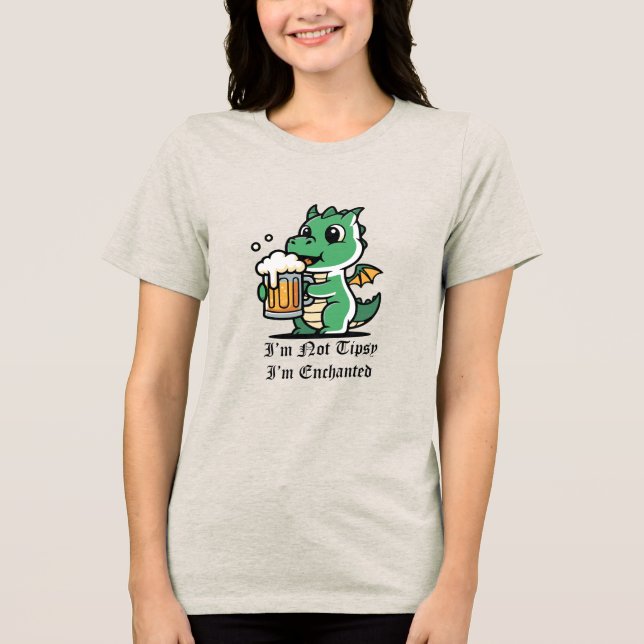 Cute Dragon Drinking Beer Tri-Blend Shirt (Vorderseite)