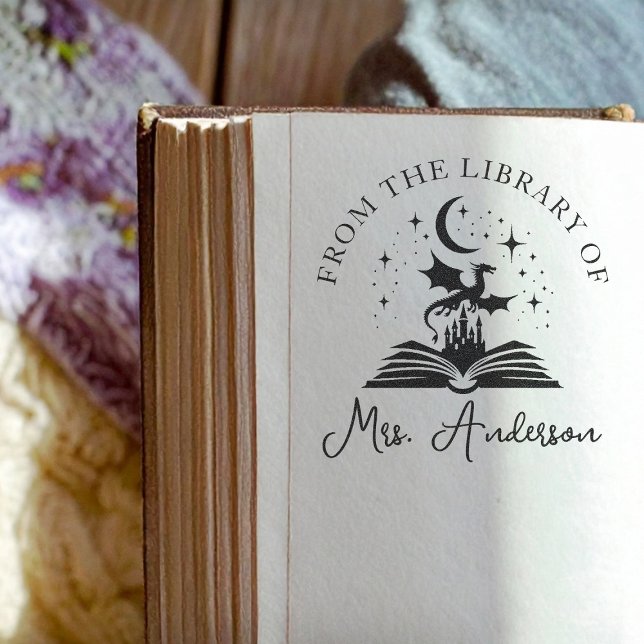 Cute Dragon Library Floral Grow your Mind Teacher Permastempel (Von Creator hochgeladen)