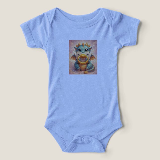 cute Dragon with Pacifier - Baby Bodysuit  (Design Vorderseite)