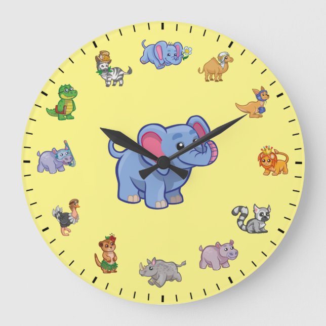 Cute Dressed Animals Themed Große Wanduhr (Vorderseite)