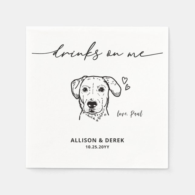 Cute Drinks on Me Labrador Retriever Dog Wedding Serviette (Vorderseite)