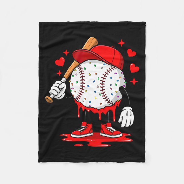 Cute Dripng Baseball Lover Valentines Day Boys Kid Fleecedecke (Vorderseite)
