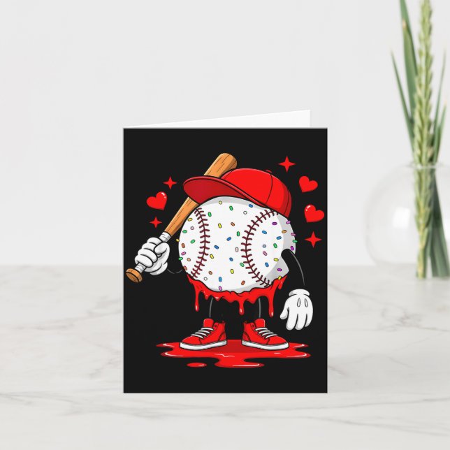 Cute Dripng Baseball Lover Valentines Day Boys Kid Karte (Vorderseite)