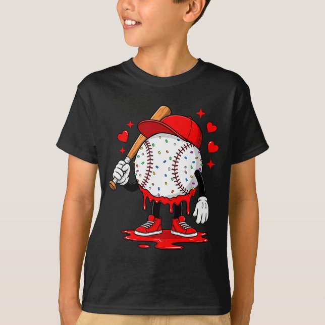 Cute Dripng Baseball Lover Valentines Day Boys Kid T-Shirt (Vorderseite)