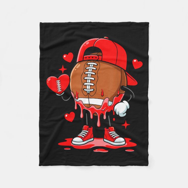 Cute Dripng Football Lover Heart Valentines Day Bo Fleecedecke (Vorderseite)