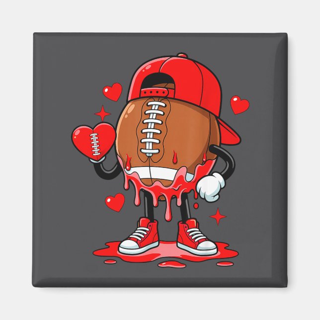 Cute Dripng Football Lover Heart Valentines Day Bo Magnet (Vorne)
