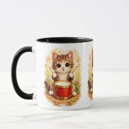 Cute Drummer Cat Coffee Mug – Music Lover Tasse
