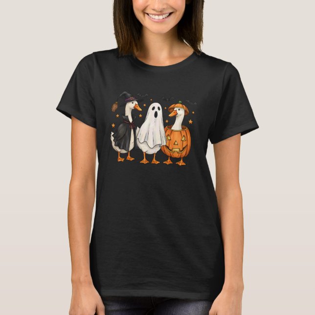 Cute Duck Boo Funny Spooky Goose Halloween Fall Pu T-Shirt (Vorderseite)