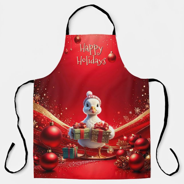 Cute Duck Christmas Holiday Apron Schürze (Vorderseite)
