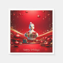 Cute Duck Christmas Holiday Napkin