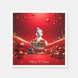 Cute Duck Christmas Holiday Napkin Serviette