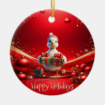 Cute Duck Christmas Holiday Ornament