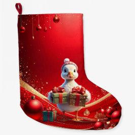 Cute Duck Christmas Holiday Stocking Großer Weihnachtsstrumpf