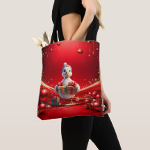 Cute Duck Christmas Holiday Tote Bag