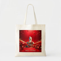 Cute Duck Christmas Holiday Tote Bag