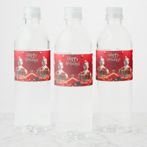 Cute Duck Christmas Water Bottle Label