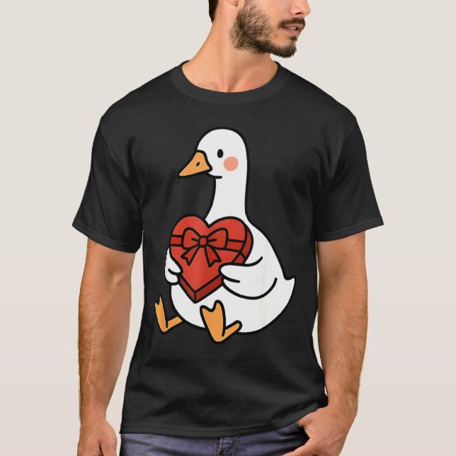 Cute Duck Preppy Silly Just Goose Valentine Love T-Shirt (Vorderseite)