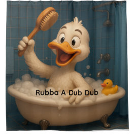 Cute Duck Shower Curtain – Editable Text, 71"x71" Duschvorhang