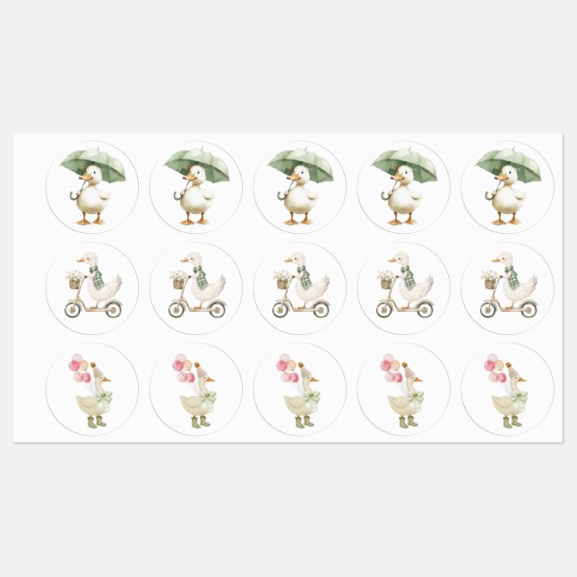 Cute Duck Stickers Etiketten (Blatt)