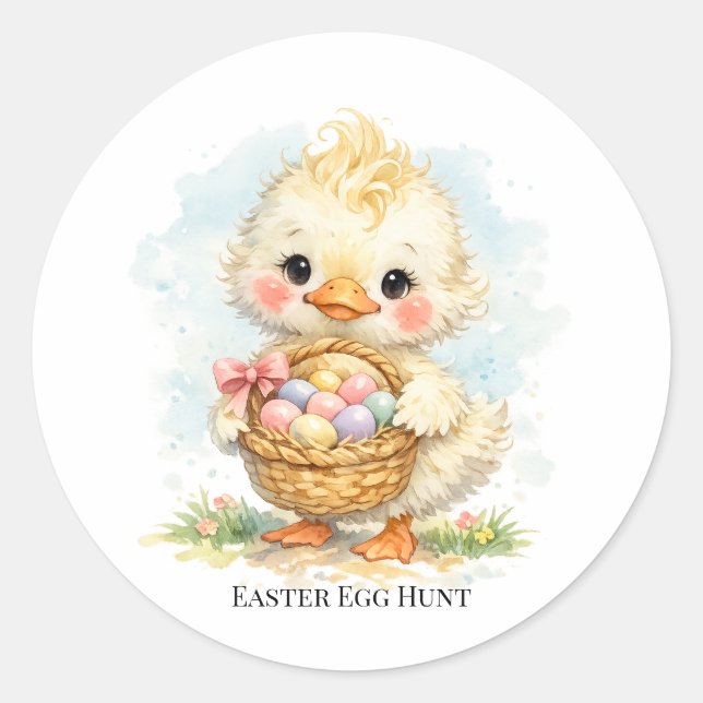 Cute Duckling Easter Egg Party Runder Aufkleber (Vorderseite)