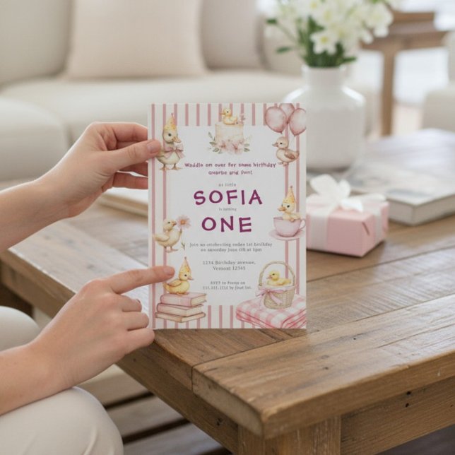 Cute Duckling First Birthday Invitation Einladung (Von Creator hochgeladen)