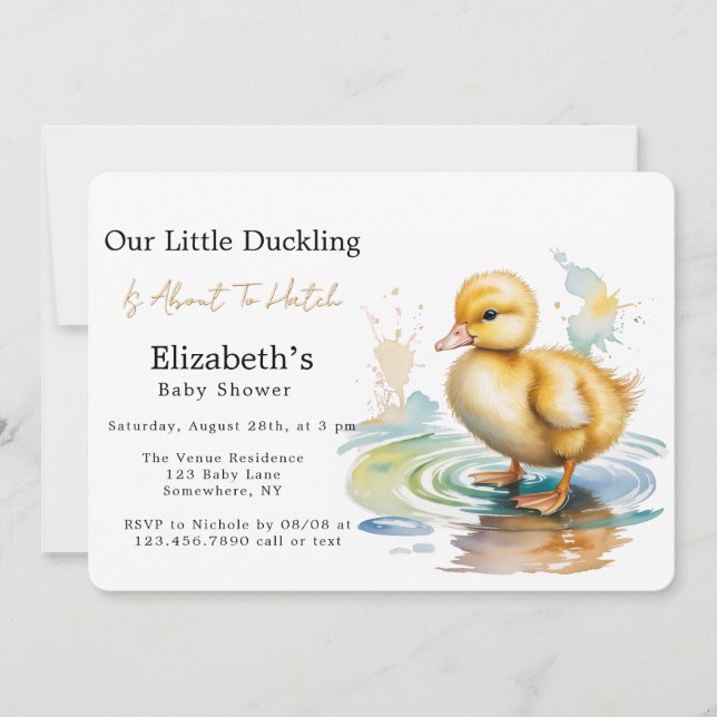 Cute Duckling Gender Neutral Baby Shower Einladung (Vorderseite)