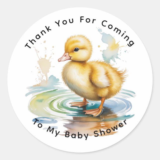 Cute Duckling Gender Neutral Baby Shower Runder Aufkleber (Vorderseite)