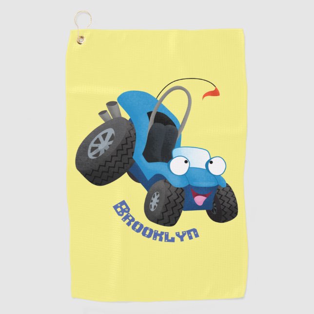 Cute dune buggy off road vehicle cartoon  golfhandtuch (Vorderseite)