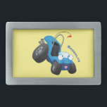 Cute dune buggy off road vehicle cartoon rechteckige gürtelschnalle<br><div class="desc">This cute blue dune buggy character is ready to hit the sand! Drawn in fun cartoon animated style.</div>