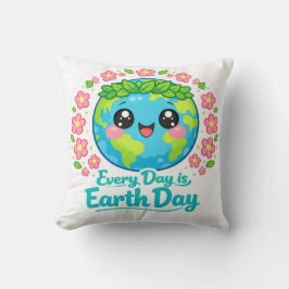 Cute Earth Day Throw Pillow Kissen