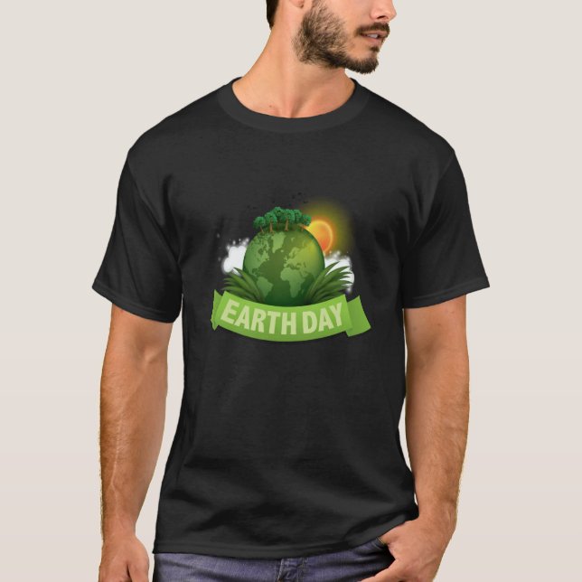 Cute Earth Day Tree Sky With Sun T-Shirt (Vorderseite)