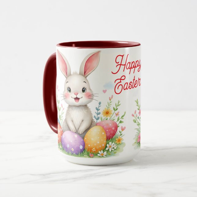 Cute Easter Bunny And Eggs Modern Collection Tasse (Vorderseite Links)