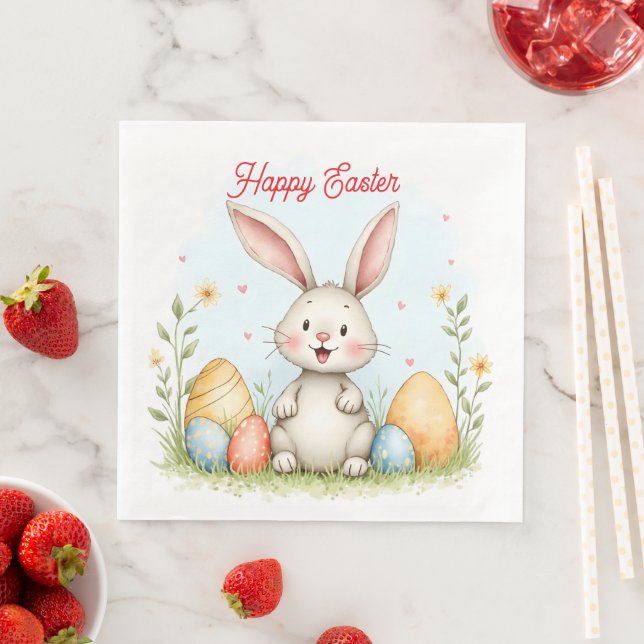 Cute Easter Bunny And Eggs Trendy Collection Serviette (Beispiel)