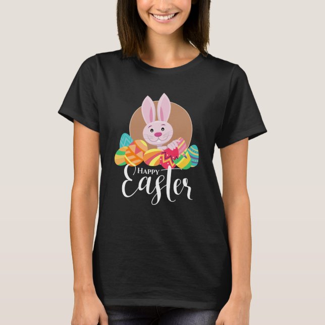 Cute easter bunny and Happy Easter  1 T-Shirt (Vorderseite)