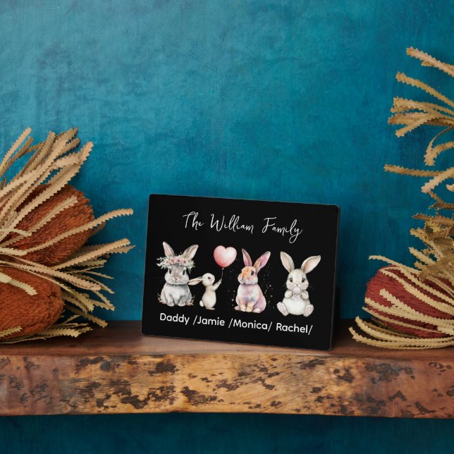 Cute Easter Bunny Family Plaque – Personalized  Fotoplatte (Seite)