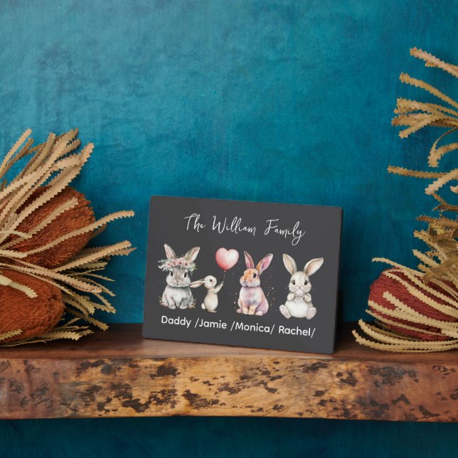 Cute Easter Bunny Family Plaque – Personalized  Fotoplatte (Seite)