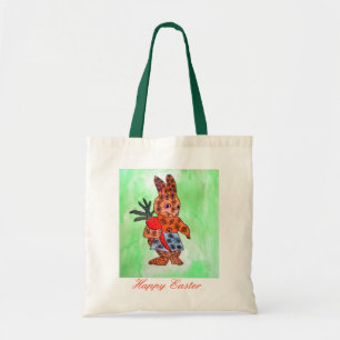 Cute Easter bunny illustration with orange carrot Tragetasche