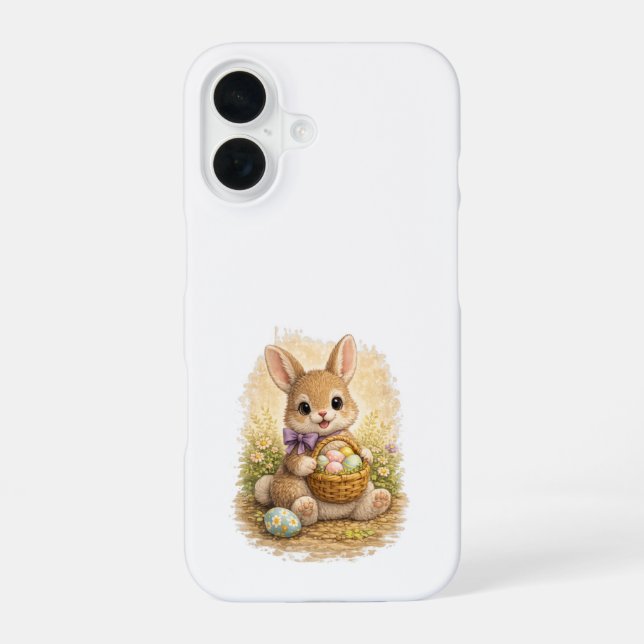 Cute Easter Bunny iPhone 16 Case Kawaii Art Hülle (Rückseite)