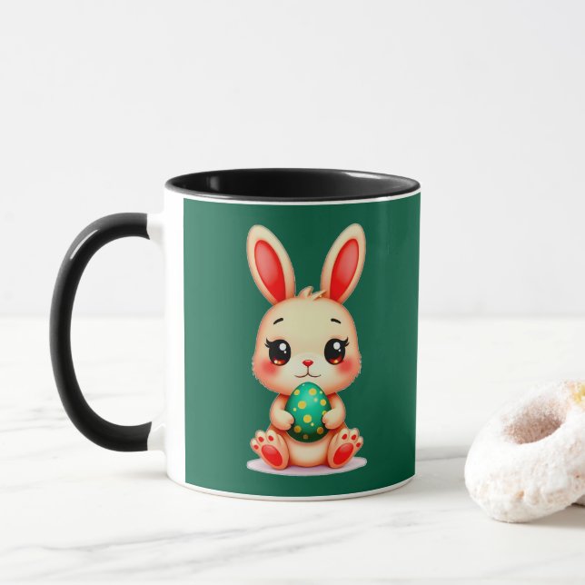 Cute Easter Bunny – Kawaii Rabbit with Egg caneca Tasse (Mit Donut)