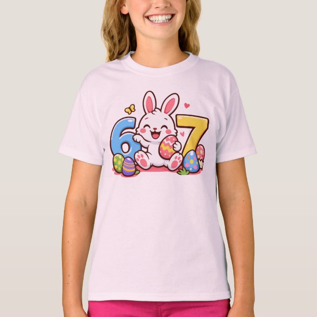 Cute Easter Bunny Kid 67 Meme T-Shirt (Vorderseite)