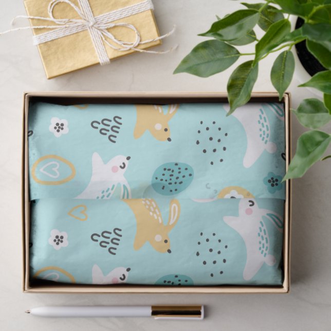 Cute Easter Bunny Pattern Kawaii Rabbits Eggs  Seidenpapier (Geschenk)