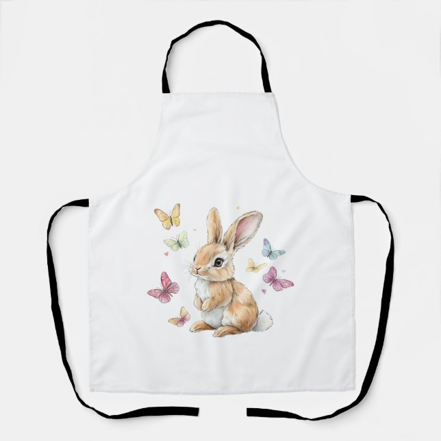 Cute Easter Bunny Rabbit Butterfly T-Shirt Schürze (Vorderseite)